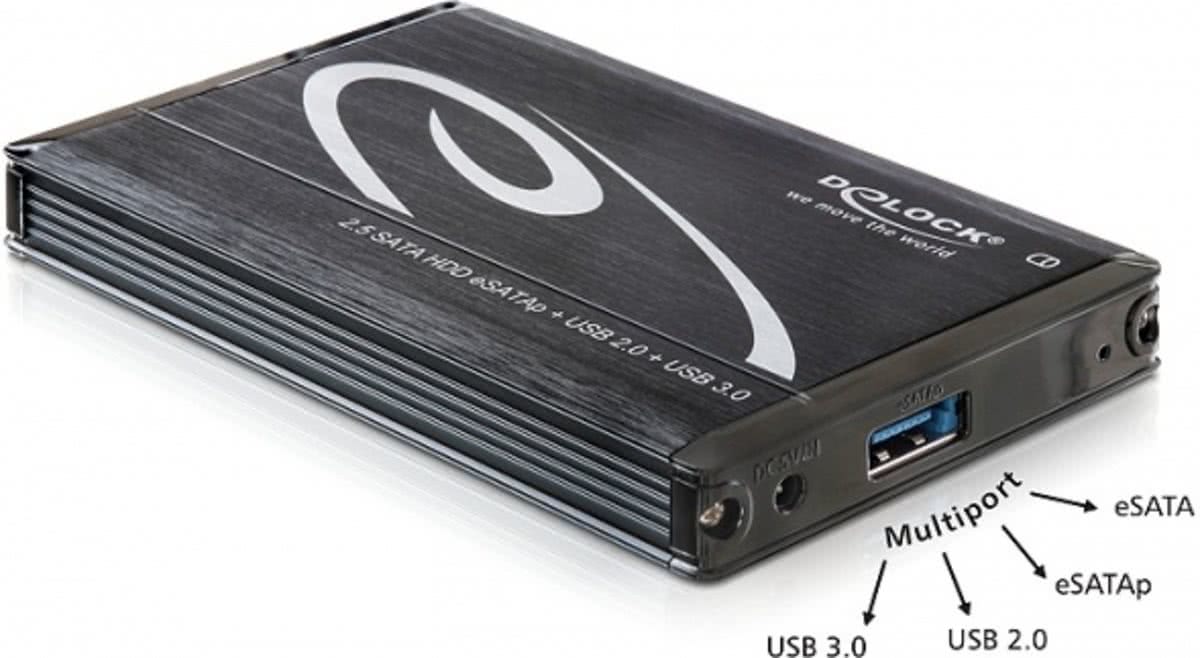 DeLOCK 2.5 External Enclosure - Multiport  (Retail, 42488, USB 3.0 + eSATAp)